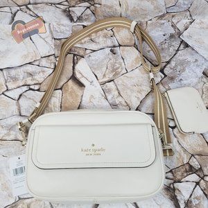 #bagsavenue fast ship new flap camera bag parchment w/ coin purse kate spade